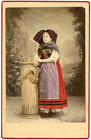 Alsacienne en coiffe  Vintage albumen print. Tirage albuminé aquarellé  