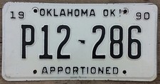 Oklahoma 1990 APPORTIONED TRUCK License Plate P12-286!