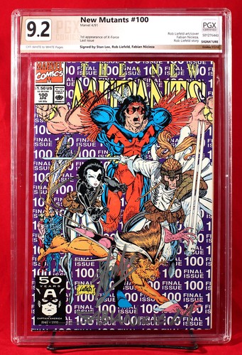NEW MUTANTS #100 PGX 9.2 NM- 1ST X-FORCE signed STAN LEE, LIEFELD, NICIEZA +CGC!
