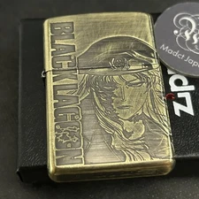 Zippo Black Lagoon Balalaika 3 Sided Processing Etching Gold Brass Lighter Japan