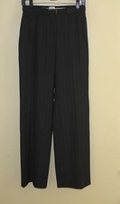 ARMANI Collezioni Italy CHARCOAL Woven Wool Textured Straight Leg Pants Sz 6