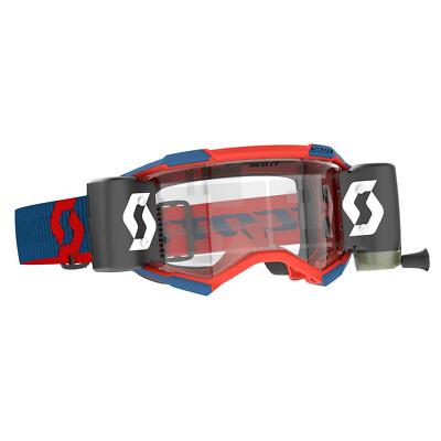 SCOTT Fury WFS Motocross Brille Goggle Blau Rot Klar Roll Off works MX DH