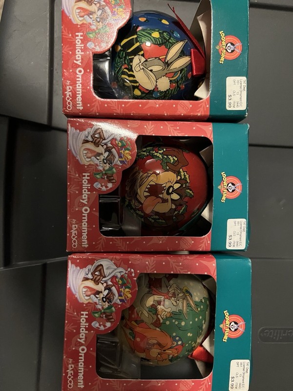 Looney Tunes Christmas Ornaments 2 Bugs Bunny, 1 Taz. All 3 Are From 2000