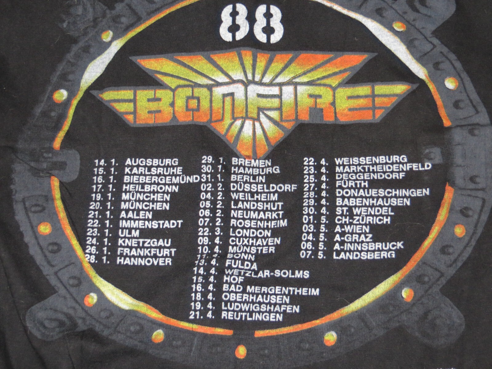 Bonfire 1988 Tour Shirt Vintage Hard Rock (n Metal Gotthard Axel Rudi