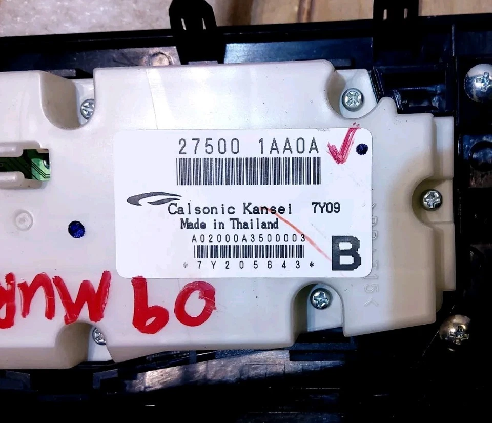 Nissan Murano 2009 módulo de control de clima con identificación de ajuste negro 275001aa0a probado OEM  Foto 2 de 4