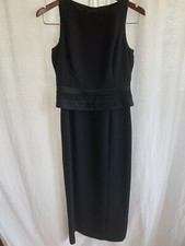 Jones New York Evening Gown Black Sleeveless Lined Size 6 Satin Trim Waist EUC