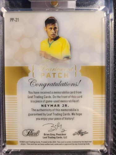 Neymar Jr. 2022 Leaf Game Worn Pearlescent Patch with Sick Jumbo Patch #'d to /3 - Picture 2 of 4