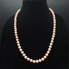 Vintage Light Pink Glass Beaded Necklace Costume Jewelry