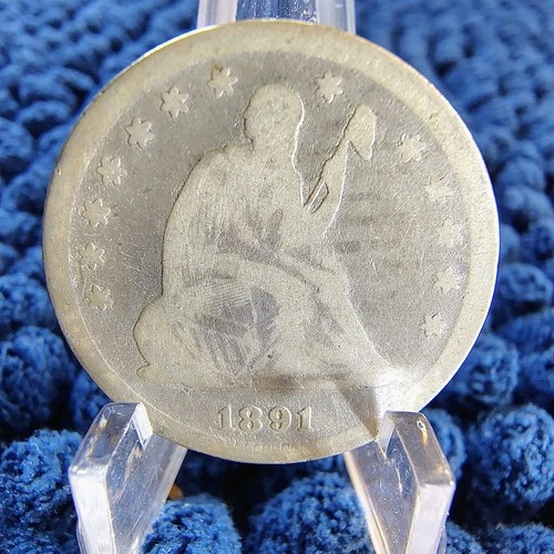 1891 Seated Liberty Quarter - AG Condition - Rarity R-3.0 Pop. Est 10,000