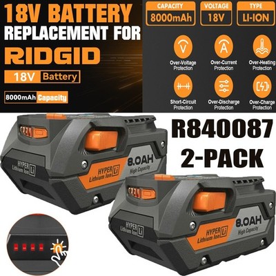 2 PACK For Ridgid 18V R840085 8.0Ah Lithium-ion Battery Rigid 18Volt R840087