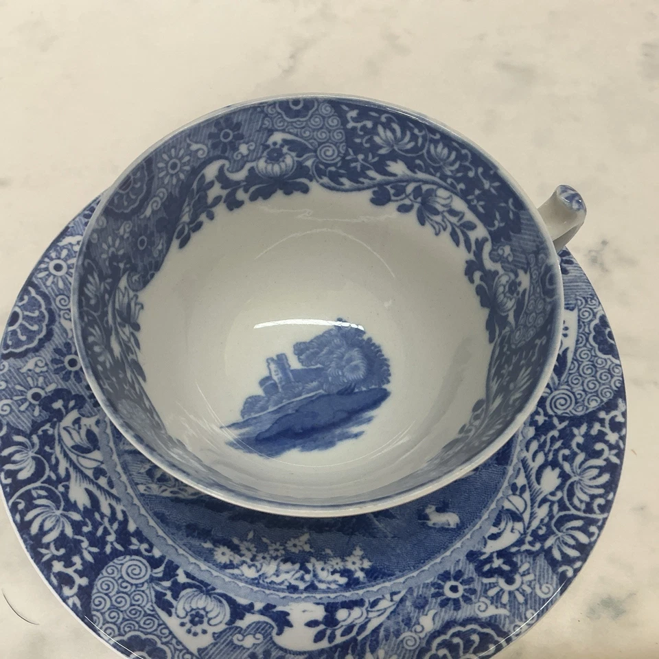 SPODE BLUE ITALIAN CUP AND SAUCER VGC - Image 4 of 4