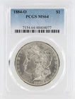 1884-O Morgan Silver Dollar PCGS MS64 S$1 New Orleans Minted chipped holder