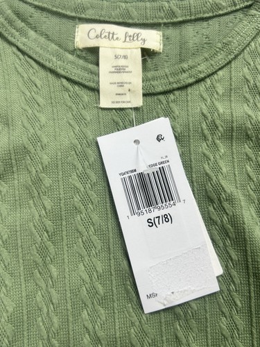 Colette Lilly Big Girls S (7/8) Spring Green Knit Ribbed Blouse Textured Top - Picture 3 of 6
