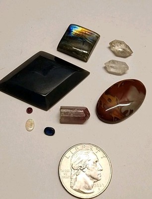 110 Ct Crystal Mineral Specimen Collection Opal Ruby Sapphire Tourmaline