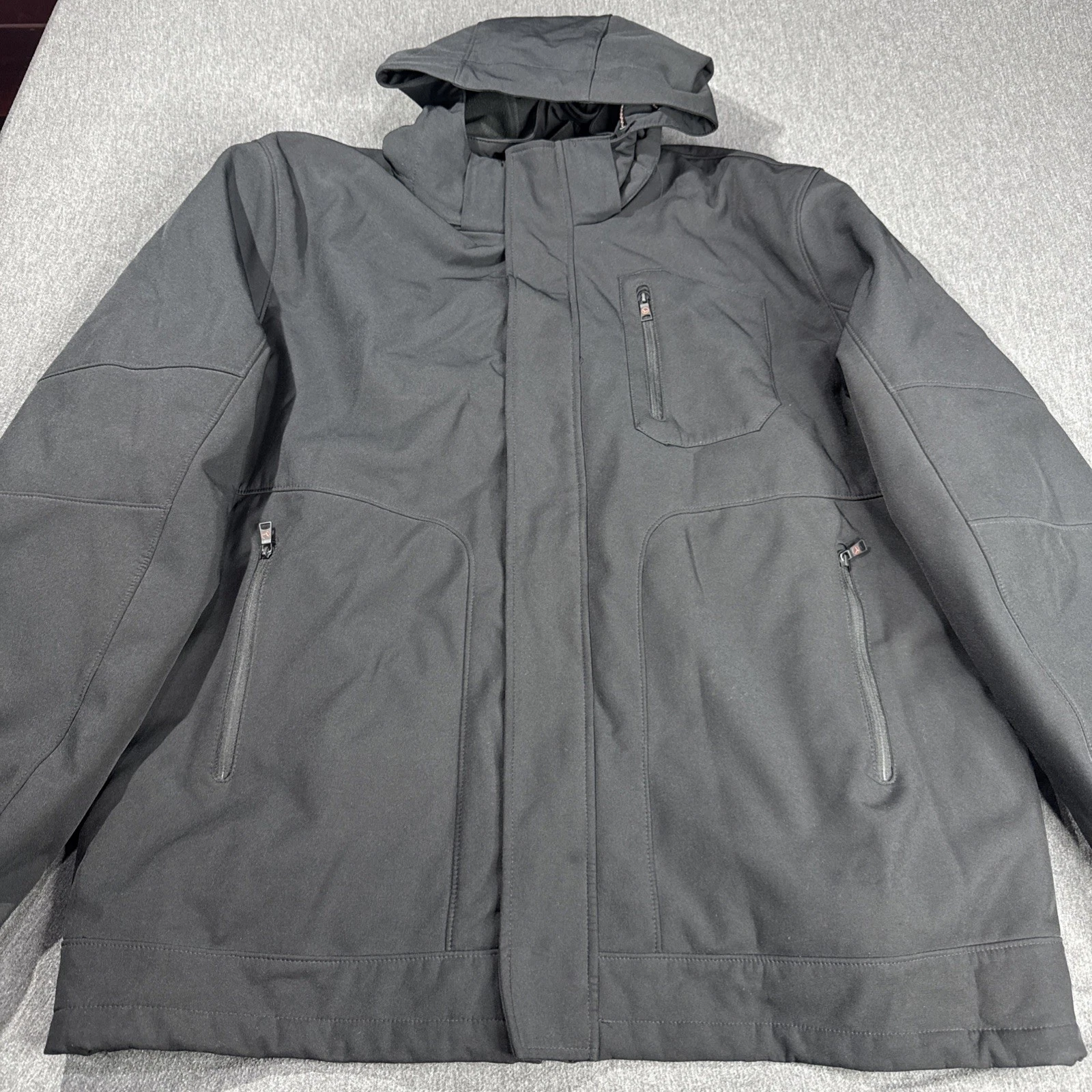 Hawke & Co Sport Softshell Jacket XXL Black Wind Water Resistant Zip Hood Perfor
