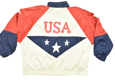 Vintage USA Olympic Committee Windbreaker Jacket Mens Large White