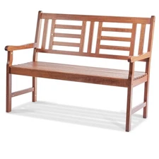 Outdoor Bench 48 in Wood Garden Bench 700 lbs Park Patio Yard Porch Bench