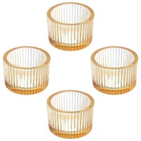 4Stk Teelichthalter, TeelichtgläSer Kerzenhalter Glas Kerzenhalter, Goldfarben