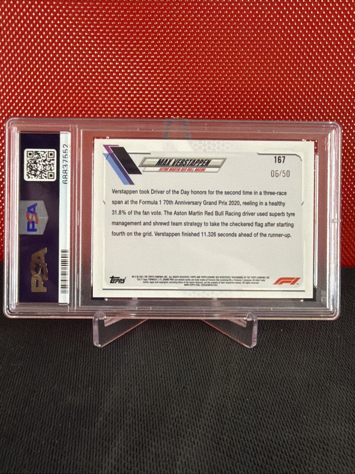 2021 Topps Chrome F1 Max Verstappen Gold Checkered Refractor /50 PSA 10 view 2