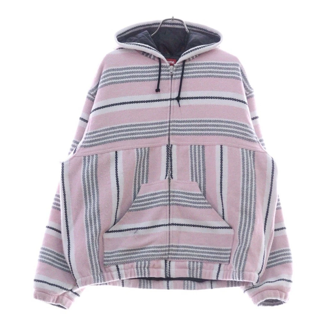 SUPREME 25SS Giacca con cappuccio a righe intrecciate e zip rosa usata 817b32ac66973b06