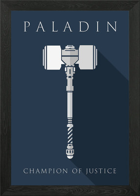 Minimal Paladin Hammer Framed Wall Art Poster Canvas Print Picture