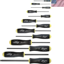 Complete Set of 13 ProHold Hex Screwdrivers .050-3/8" with Ergonomic Grip