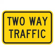 Lyle T1-6070-Eg_24X18 Two Way Traffic Traffic Sign, 18 In H, 24 In W, Aluminum,