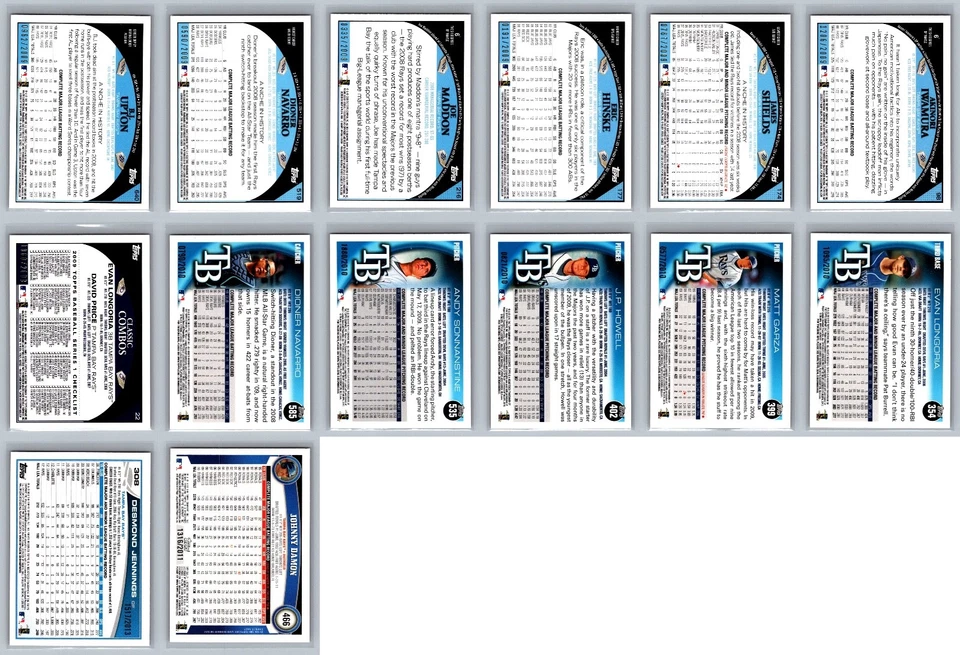 Lote de tarjetas de béisbol Tampa Bay Rays Topps serie dorada numeradas #/2009 (15) casi nuevas Foto 3 de 4