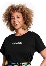 Tabitha Brown for Target  size M Women's Hello There Top Tee T-Shirt- Black Crop