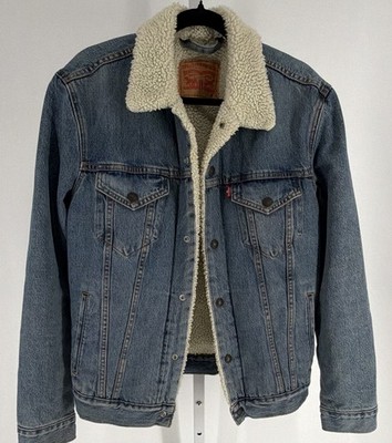 Levi Strauss & Co. Men's Blue Sherpa Lined Denim Trucker Jacket Size M