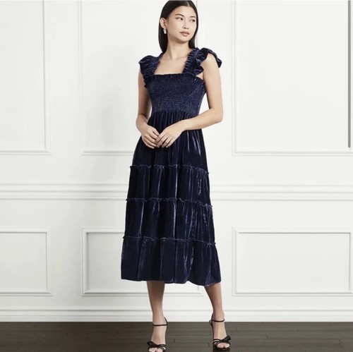 Hill House Home Ellie Nap Dress Navy Velvet Small NWT