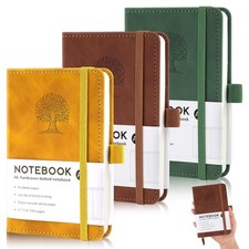 Carnet A6, lot de 3 carnets, 192 pages, 80 g/m², bloc-notes en cuir Lini...