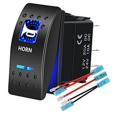 Momentary Horn Rocker Switch Waterproof 12V/20A 24V/10A, 5Pin SPST Mom ON