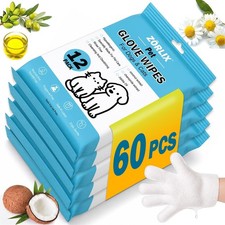ZORLIX 60Pcs Hypoallergenic Pet Glove Wipes for Dogs & Cats