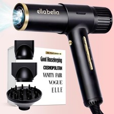 Hair Dryer Ionic Salon Diffuser Negative Ion Intelligent Heat Control ELLA BELLA