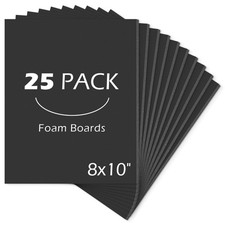 Mat Board Center, Pack of 25 Foam Boards Black Color, 8x10 3/16" 