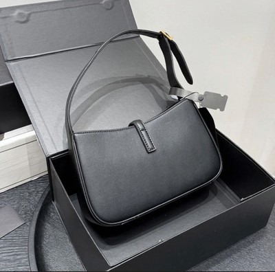 Saint Laurent Le 5 À 7 Small Black Shoulder Bag Gold YSL Logo Flap Strap