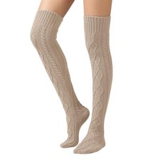 Women's Cable Knit Boot Stockings Extra Long Thigh High Leg Warmers Winter Fl...