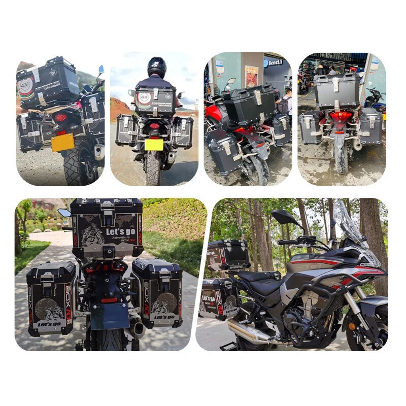 2PCS Black Motorcycle Saddle Box Aluminium Alloy Side Storage Case 38L+38L UK - Image 4 of 4