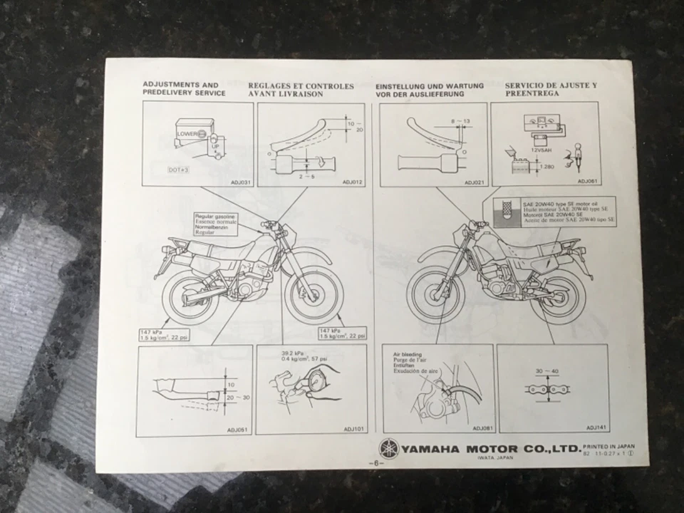 YAMAHA XT600 & XT600L 1984 GENUINE ASSEMBLY MANUAL Part Number 43F-28107-W0 - Image 2 of 2