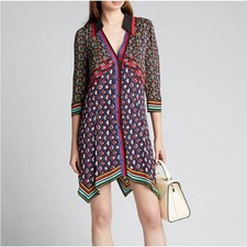 ALICE AND OLIVIA Conner Handkercheif Hem Mini Shirt Dress XS