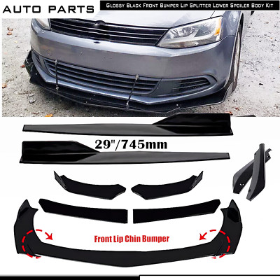 For VW Scirocco R-Line Front Bumper Lip Splitter Lower Spoiler Glossy Black