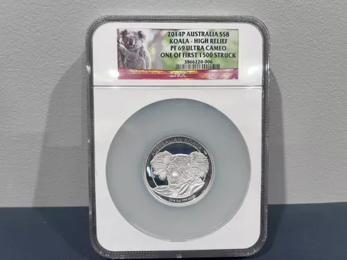 2014P Australia S$8 Koala High Relief NGC PF 69 UC 5oz .999 Silver 1 of 1st 1500