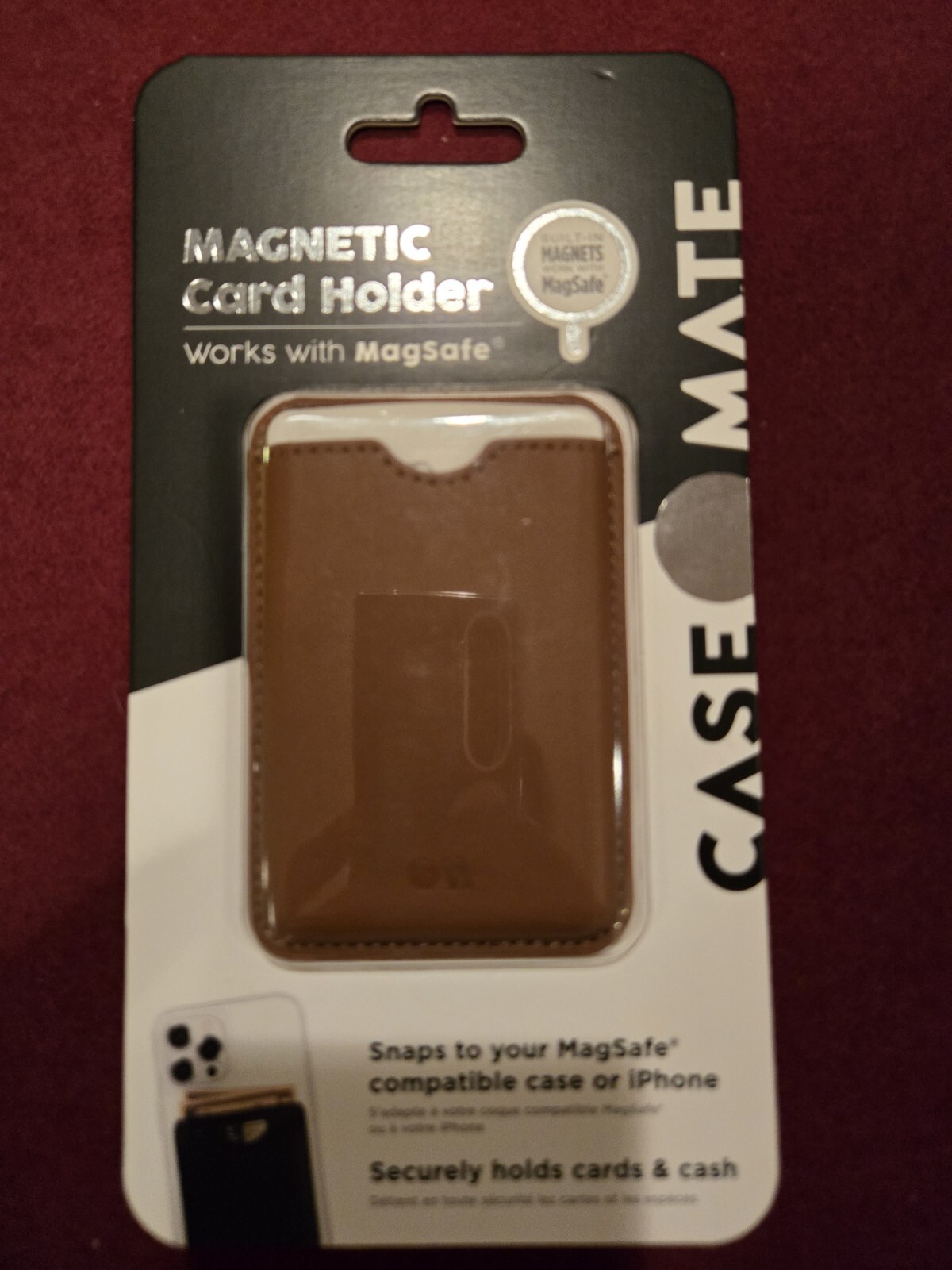 MagSafe Compatible Case-Mate Card Holder in Cognac Brown