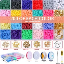 4300PCS Clay Beads Bracelet Making Kit Round Flat Beads in 20 Beautiful Colours