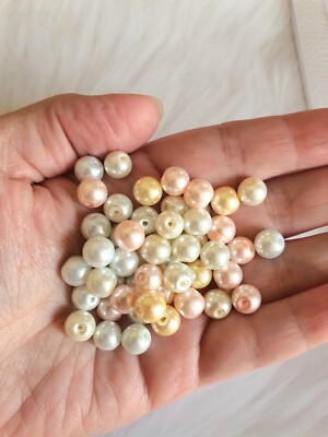 100 Glasperlen Perlen 4mm/6mm/8mm gemischte Farben Schmuck Basteln Perlen