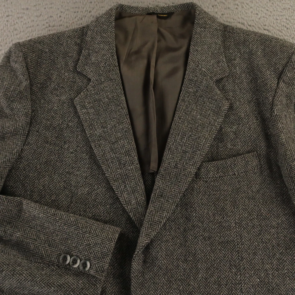 Chaqueta de tweed de colección M gris espiga 100 % lana Blazer abrigo deportivo 42R Foto 2 de 4