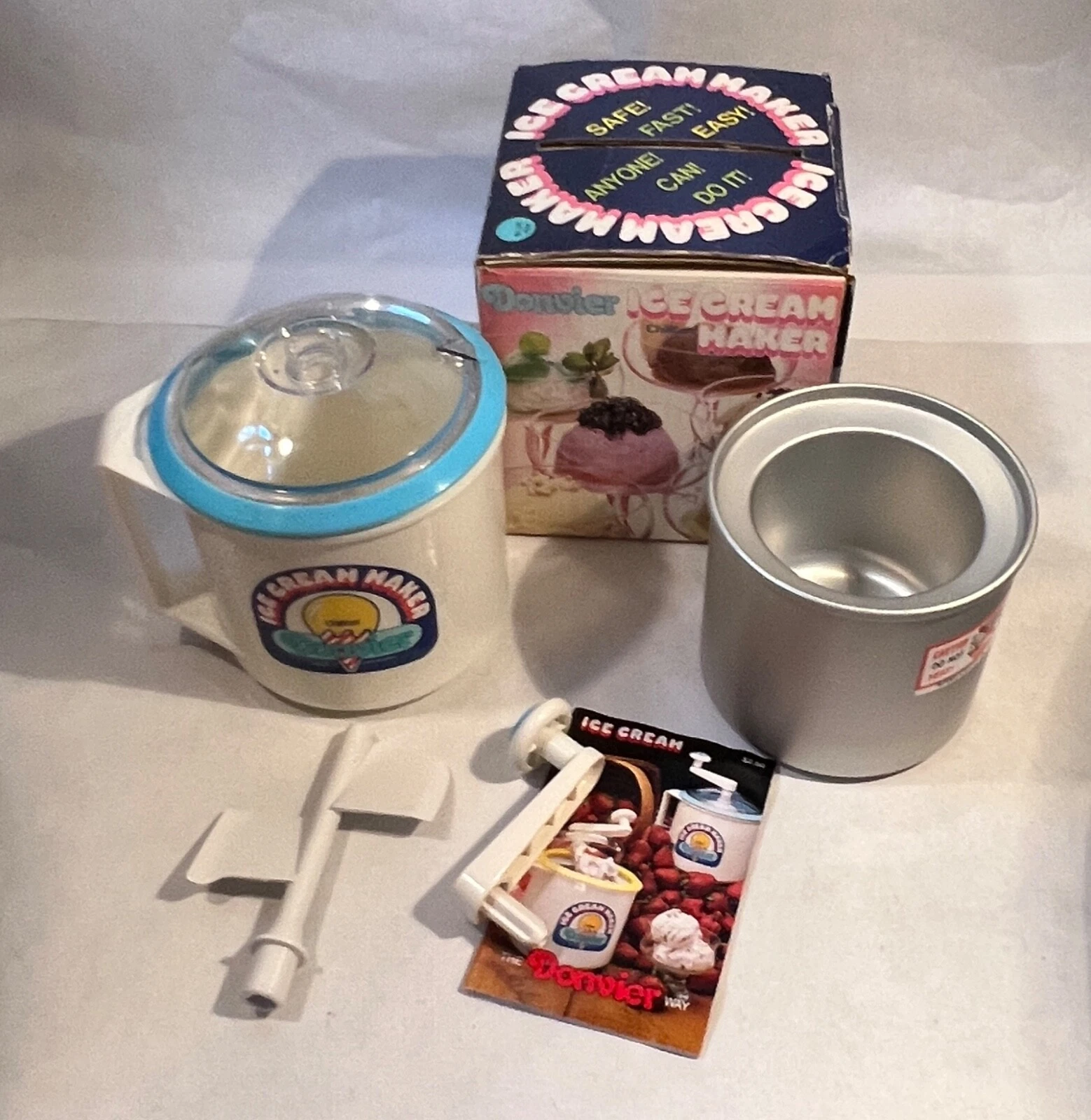 vintage donvier chillfast ice cream maker blue rim