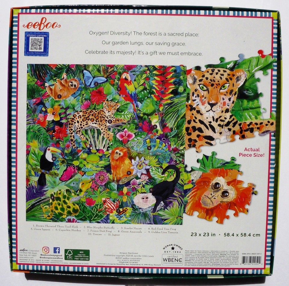 Eeboo Puzzle Amazon Rainforest 1000 Pieces Complete eBay
