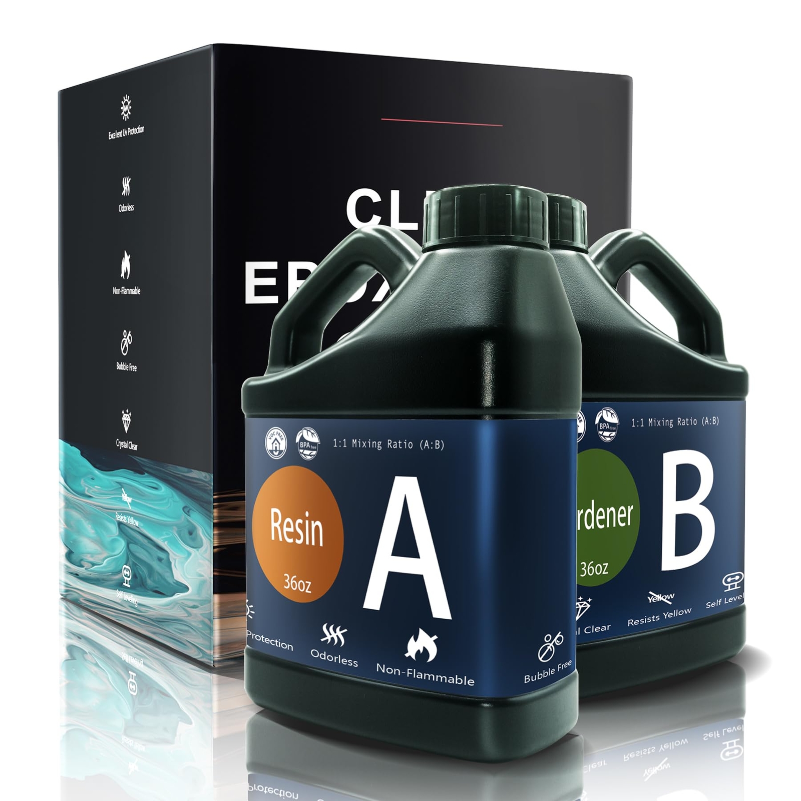 72OZ Food Safe Crystal Clear Self-Leveling Anti-Yellowing Epoxy Resin